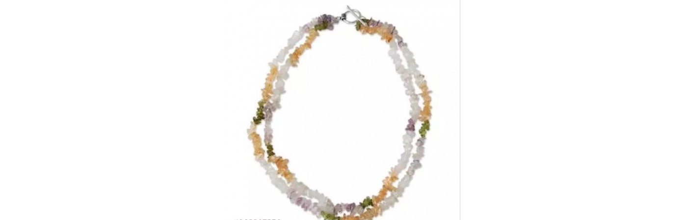 Amethyst, Peridot and Citrine Stone double layer Necklace